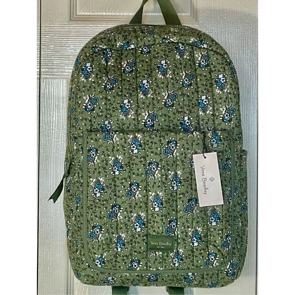 VERA BRADLEY All-Day Simple Backpack - Freja’s Flowers Bay Leaf Green - Picture 2 of 8
